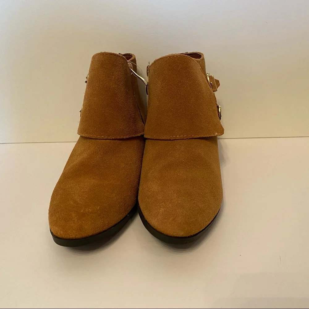 APRI NEW BOOTS ANKLE BOOTIE TAN BROWN SUEDE GALANT SHOES Size 7.5